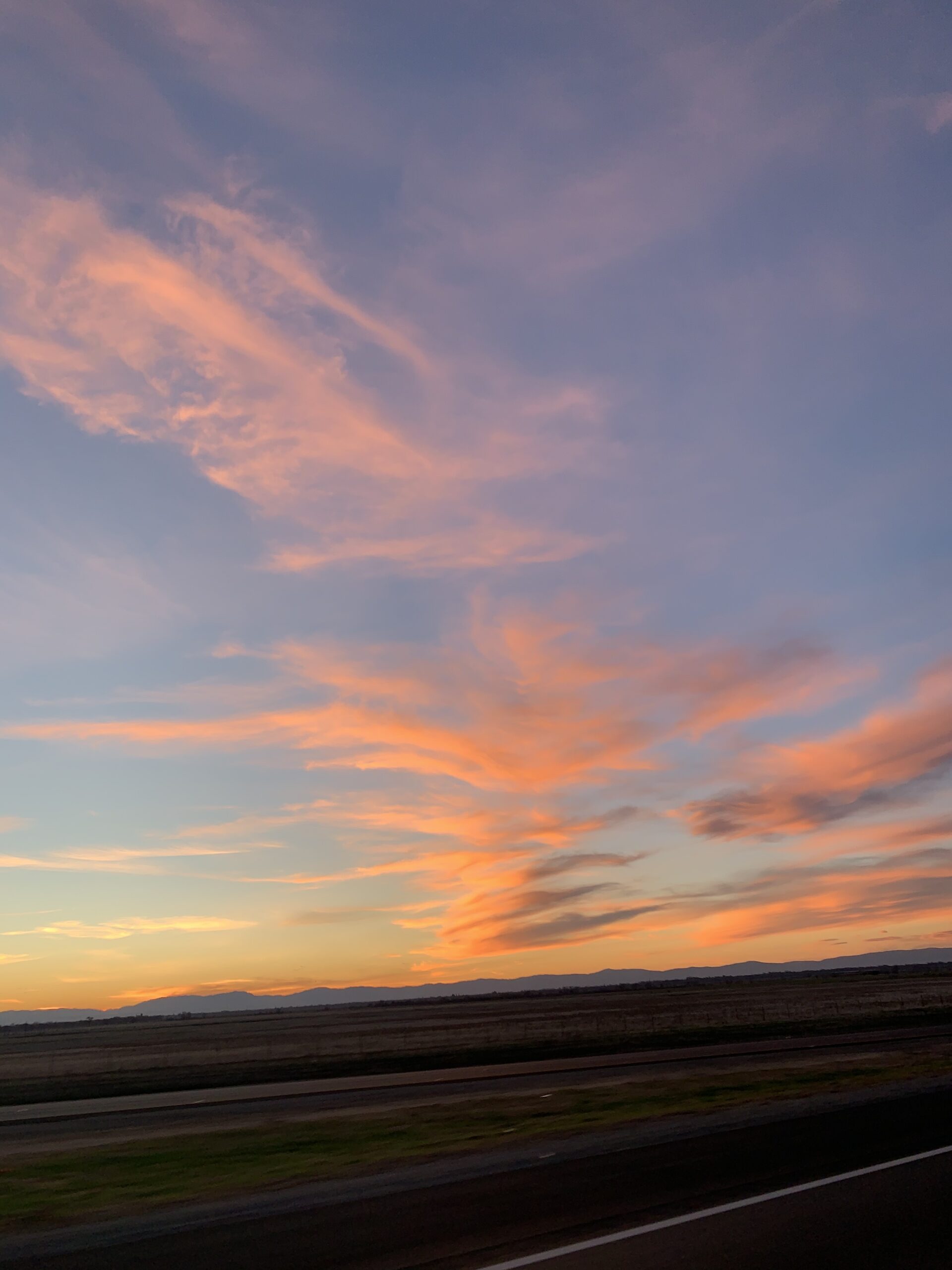 Pink sunset clouds.